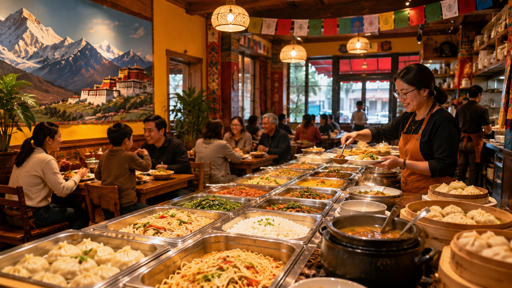 Salle élégante et buffet himalayen AMA Buffet