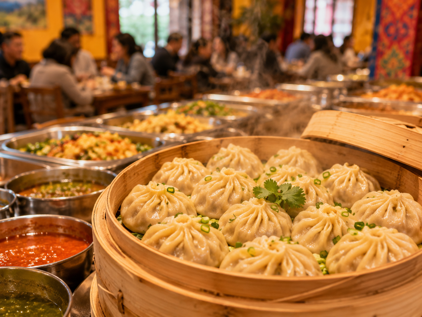 Momos tibétains avec sauce